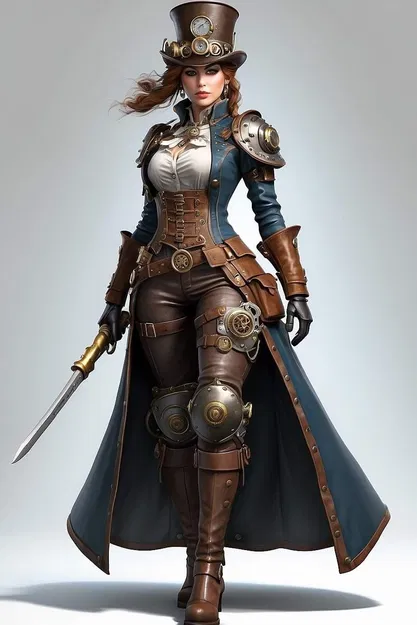 Mô Hình 3D Nữ Cướp Biển Máy Clockwork Corsair Phong Cách Steampunk - Image 2