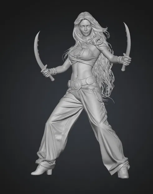 Mô hình Nữ Chiến Binh Song Kiếm Violet Dawn Duelist 3D - Image 1