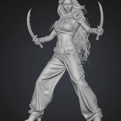 Mô hình Nữ Chiến Binh Song Kiếm Violet Dawn Duelist 3D