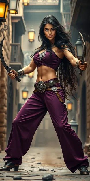 Mô hình Nữ Chiến Binh Song Kiếm Violet Dawn Duelist 3D - Image 2