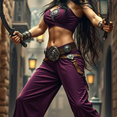 Mô hình Nữ Chiến Binh Song Kiếm Violet Dawn Duelist 3D