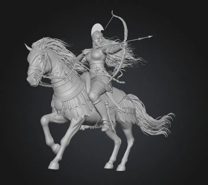 Mô hình Nữ Cung Thủ Sắt trên Chiến Mã Thép - Image 1