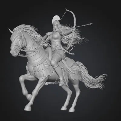 Mô hình Nữ Cung Thủ Sắt trên Chiến Mã Thép