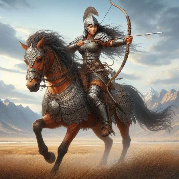 Mô hình Nữ Cung Thủ Sắt trên Chiến Mã Thép - Image 2