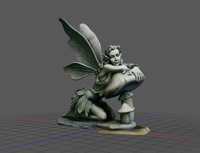 Mô Hình Tiên Nữ 3D Ngồi Trên Nấm - Trang Trí Cổ Tích Độc Đáo - Image 1