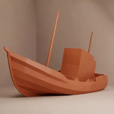 Mô Hình Con Tàu Đắm Low Poly 3D