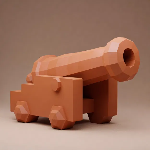 Pháo Cướp Biển Low Poly - Mô Hình 3D Độc Đáo - Image 1