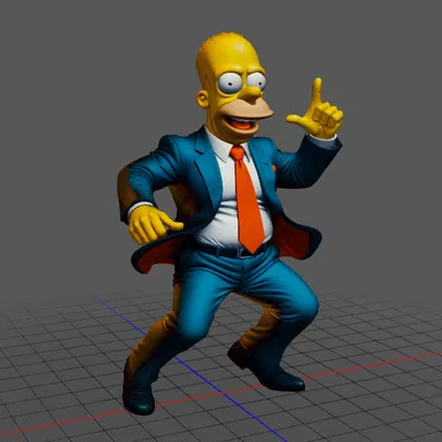 Mô Hình 3D Homer Simpson Mặc Vest - In 3D