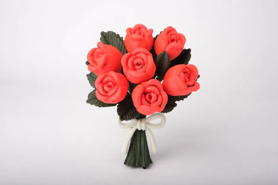 Tượng Bó Hoa Hồng Đan Len (Knitted Rose Bouquet Sculpture) - Image 2