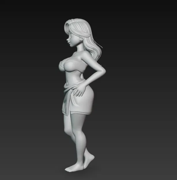Mô Hình 3D Cô Gái Xinh Đẹp Quấn Khăn Tắm - Image 2