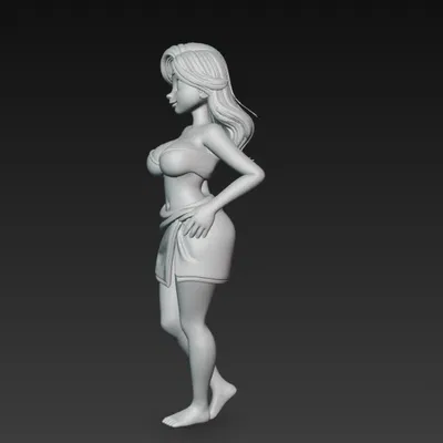 Mô Hình 3D Cô Gái Xinh Đẹp Quấn Khăn Tắm