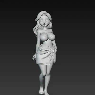 Mô Hình 3D Cô Gái Xinh Đẹp Quấn Khăn Tắm