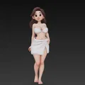 Mô Hình 3D Cô Gái Xinh Đẹp Quấn Khăn Tắm - Thumbnail 4