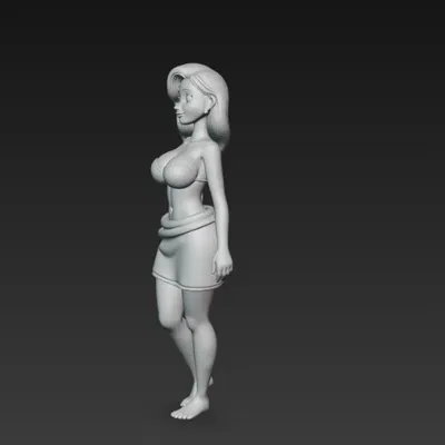 Mô Hình 3D Cô Gái Trong Khăn Tắm Đẹp