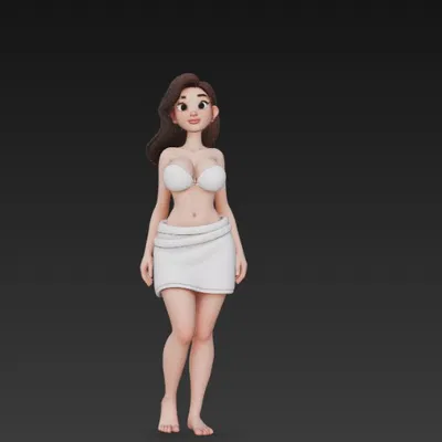 Mô Hình 3D Cô Gái Trong Khăn Tắm Đẹp