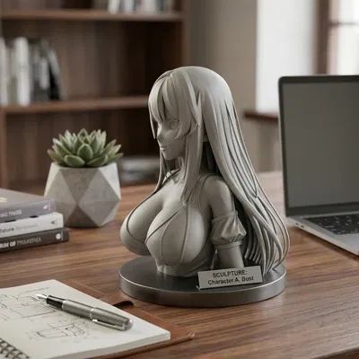 Mô hình 3D Tượng Bán Thân Cô Gái Anime Quyến Rũ