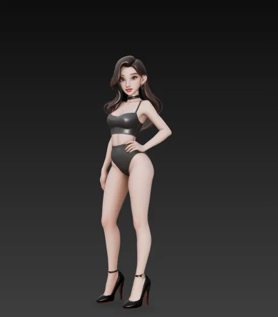 Tượng Cô Gái Sexy Với Giày Cao Gót - Mô Hình 3D Quyến Rũ - Image 2