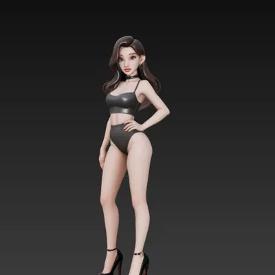 Tượng Cô Gái Sexy Với Giày Cao Gót - Mô Hình 3D Quyến Rũ