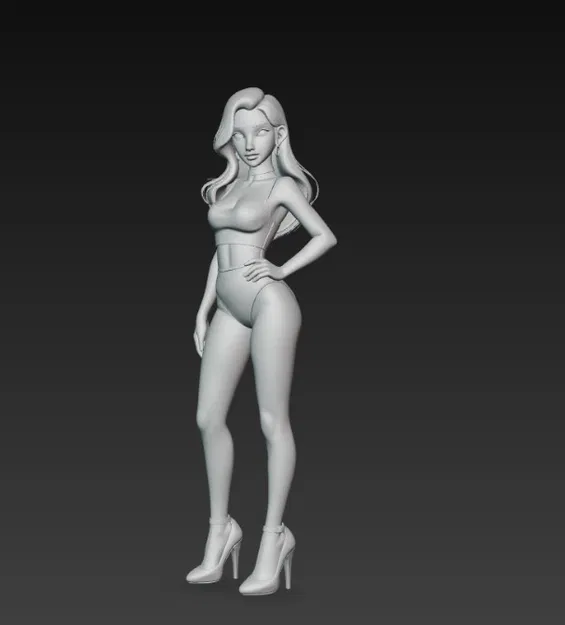 Tượng Cô Gái Sexy Với Giày Cao Gót - Mô Hình 3D Quyến Rũ - Image 3