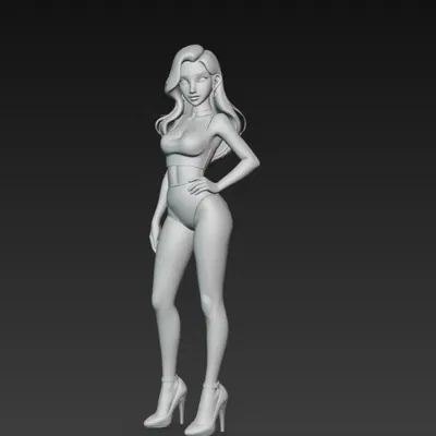 Tượng Cô Gái Sexy Với Giày Cao Gót - Mô Hình 3D Quyến Rũ