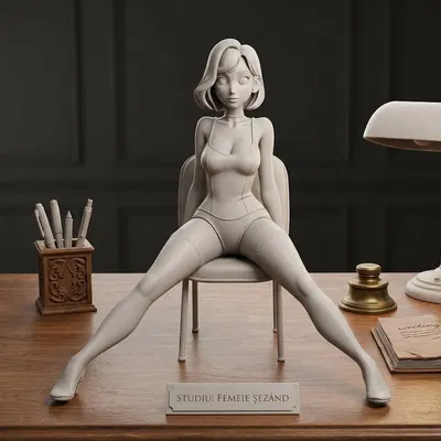 Tượng Cô Gái Xinh Đẹp Ngồi Trên Ghế - File In 3D