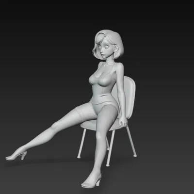 Tượng Cô Gái Xinh Đẹp Ngồi Trên Ghế - File In 3D