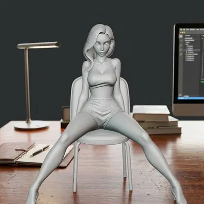 Mô Hình Cô Gái Xinh Đẹp Ngồi Trên Ghế - Tượng Trang Trí 3D