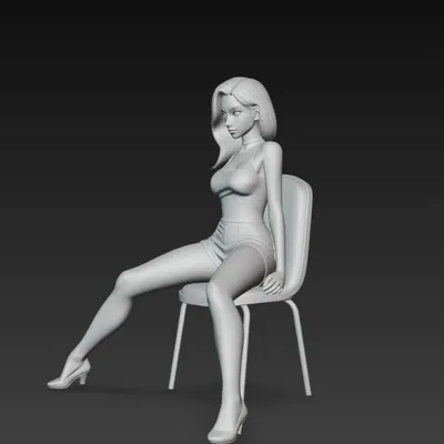 Mô Hình Cô Gái Xinh Đẹp Ngồi Trên Ghế - Tượng Trang Trí 3D