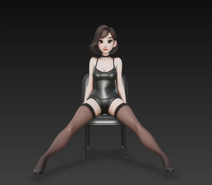 Tượng Cô Gái Xinh Đẹp Ngồi Trên Ghế - File In 3D - Image 4