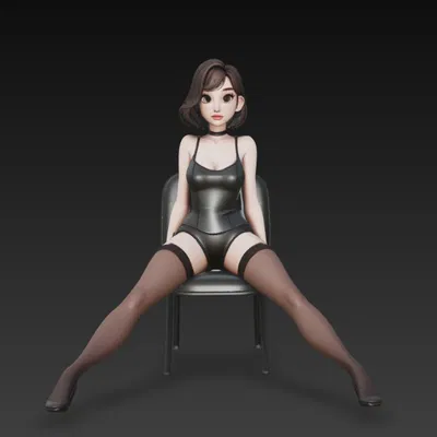 Tượng Cô Gái Xinh Đẹp Ngồi Trên Ghế - File In 3D
