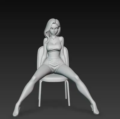 Mô Hình Cô Gái Xinh Đẹp Ngồi Trên Ghế - Tượng Trang Trí 3D