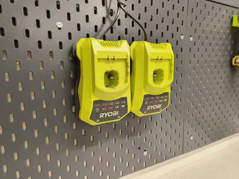 Đế giữ sạc đôi Ryobi cho bảng IKEA Skadis - Image 2