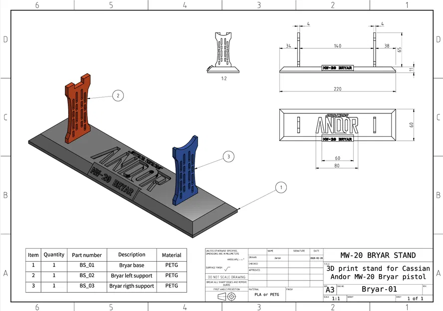 Kệ trưng bày MW-20 Bryar Pistol – Cassian Andor - Image 4