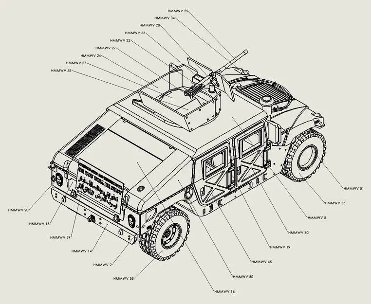 Mô hình HUMVEE M998 (HMMWV) chi tiết cao – dễ in, dễ lắp - Image 7