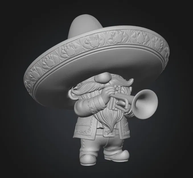 Chú Lùn Đội Mũ Sombrero Đánh Kèn - Mô Hình 3D Độc Đáo - Image 1