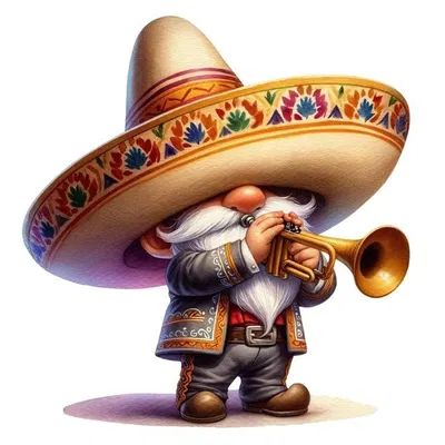 Chú Lùn Đội Mũ Sombrero Đánh Kèn - Mô Hình 3D Độc Đáo