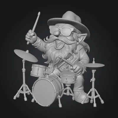 Mô Hình Chú Lùn Rocker Chơi Trống 3D Độc Đáo