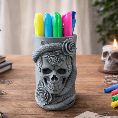 Cốc Cắm Bút Hình Đầu Lâu Độc Đáo - Trang Trí Bàn Làm Việc