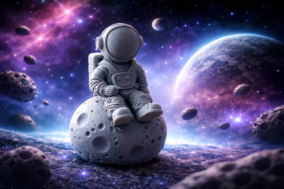 Mô Hình Phi Hành Gia Ngồi Trên Mặt Trăng - Trang Trí Nhà Cửa - Image 1