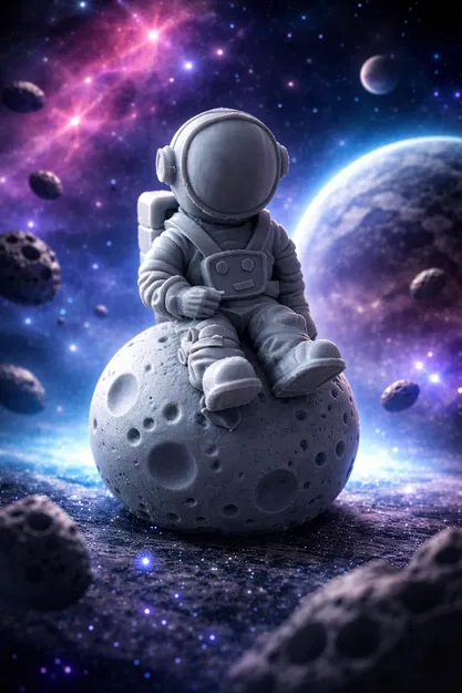 Mô Hình Phi Hành Gia Ngồi Trên Mặt Trăng - Trang Trí Nhà Cửa - Image 2