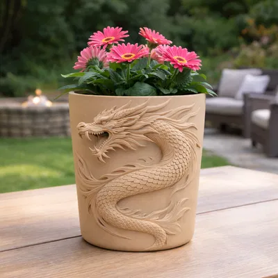 Chậu Trồng Cây Hình Rồng (Dragon Planter) Phong Cách Trung Hoa