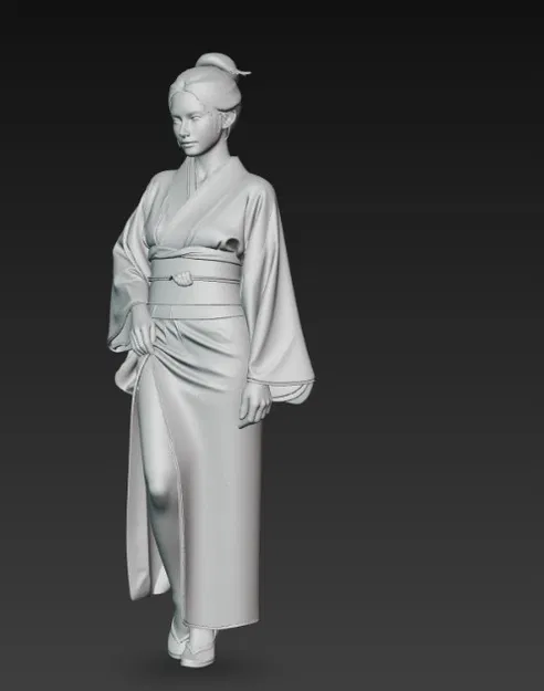 Tượng Cô Gái Sexy Mặc Kimono Duyên Dáng - Mô Hình In 3D Nghệ Thuật - Image 2