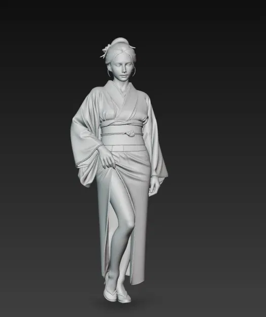 Tượng Cô Gái Sexy Mặc Kimono Duyên Dáng - Mô Hình In 3D Nghệ Thuật - Image 3