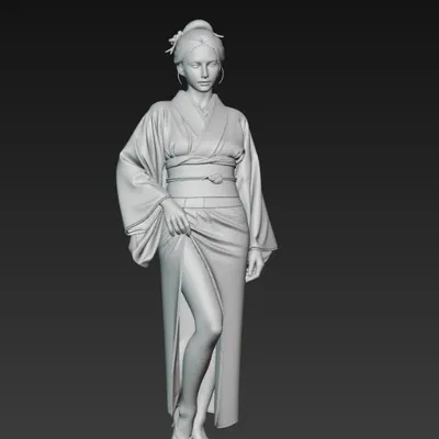 Tượng Cô Gái Sexy Mặc Kimono Duyên Dáng - Mô Hình In 3D Nghệ Thuật