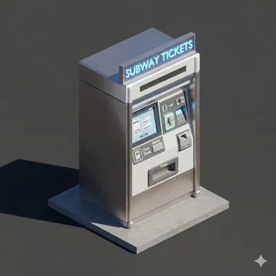Mô Hình 3D Máy Bán Vé Tàu Điện Ngầm Low Poly