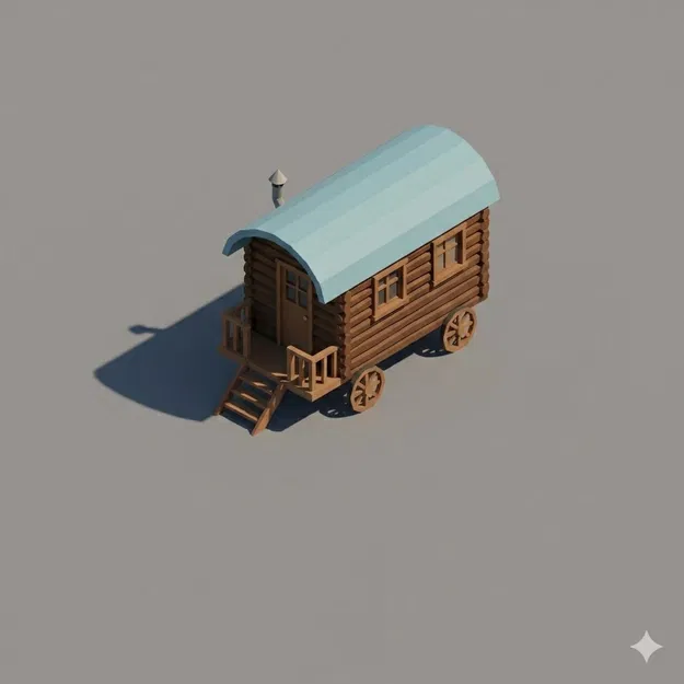 Mô Hình Xe Ngựa Sa Mạc 3D Phong Cách Low Poly - Image 1