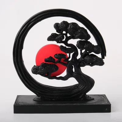 Tượng Cây Thiền Phong Cách Nhật Với Mặt Trời Đỏ