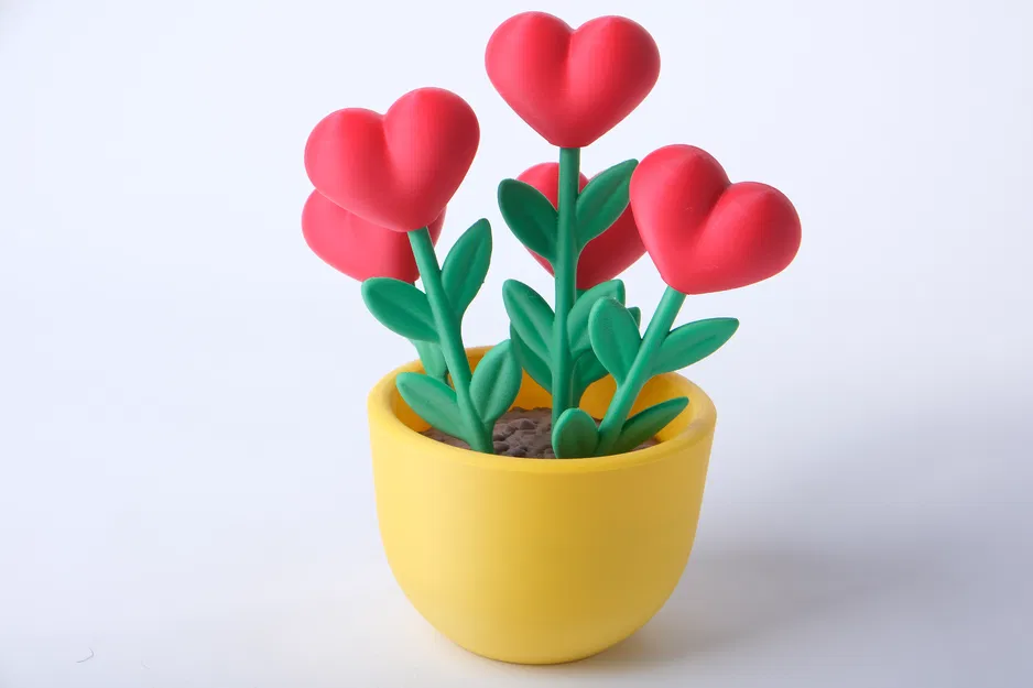 Tượng Chậu Hoa Trái Tim Nở Rộ (Heart Bloom Pot Sculpture) - Image 2