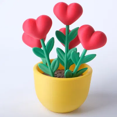 Tượng Chậu Hoa Trái Tim Nở Rộ (Heart Bloom Pot Sculpture)