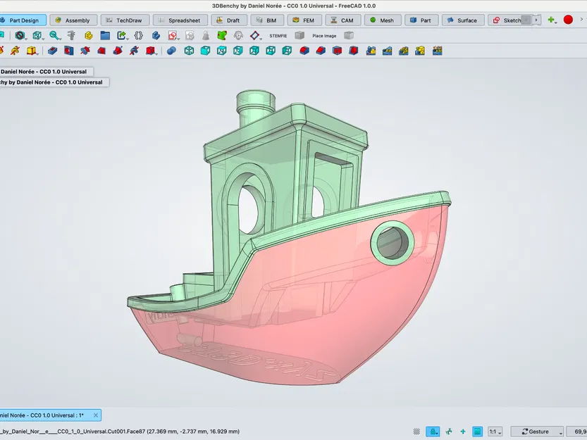 File CAD STEP Public Domain 3DBenchy gốc (CC0) - Image 2